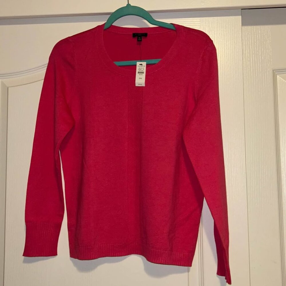 NWT Talbots bright pink long sleeve lightweight sweater preppy woman's size PM